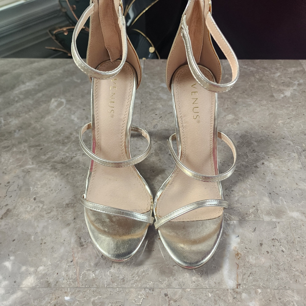 VENUS Metallic Gold Strappy Heels